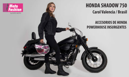 Carol Valencia llega desde Brasil para lucir en una impresionante Shadow 750 de Honda