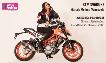 La KTM 390 Duke, un vanguardista diseño naked que hace destacar la belleza de Mariale Melim