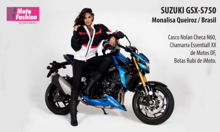 Un poderoso diseño que impone respeto: la GSX-S750 acompañada de Monalisa Queiroz