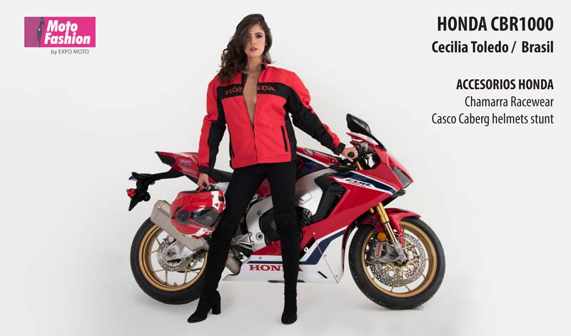 La imponente Honda CBR1000 realza su belleza con la brasileña Cecilia Toledo, quien brillará en las pasarelas de Moto Fashion 2018