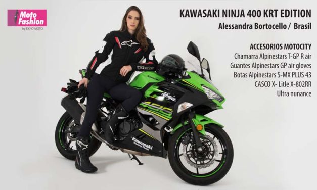 Alessandra Bortocello llega desde Brasil para lucir una impresionante Kawasaki Ninja 400 KRT Edition