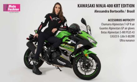 Alessandra Bortocello llega desde Brasil para lucir una impresionante Kawasaki Ninja 400 KRT Edition