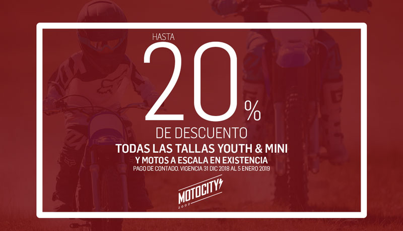 Aprovecha hasta un 20% de descuento en tallas Mini y Youth con MOTOCITY