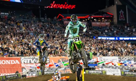 Jason Anderson de Monster Energy Kawasaki, ganador de la sexta ronda del Campeonato Mundial de AMA Supercross