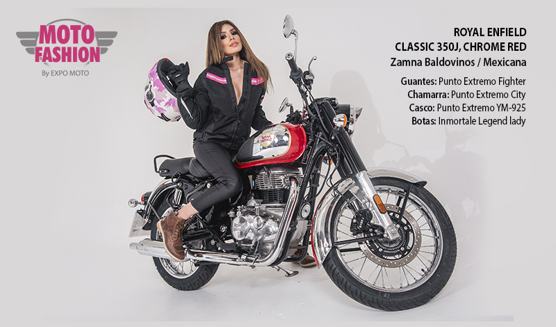La deslumbrante sonrisa de Zamna realza a la Royal Enfield Classic 350J